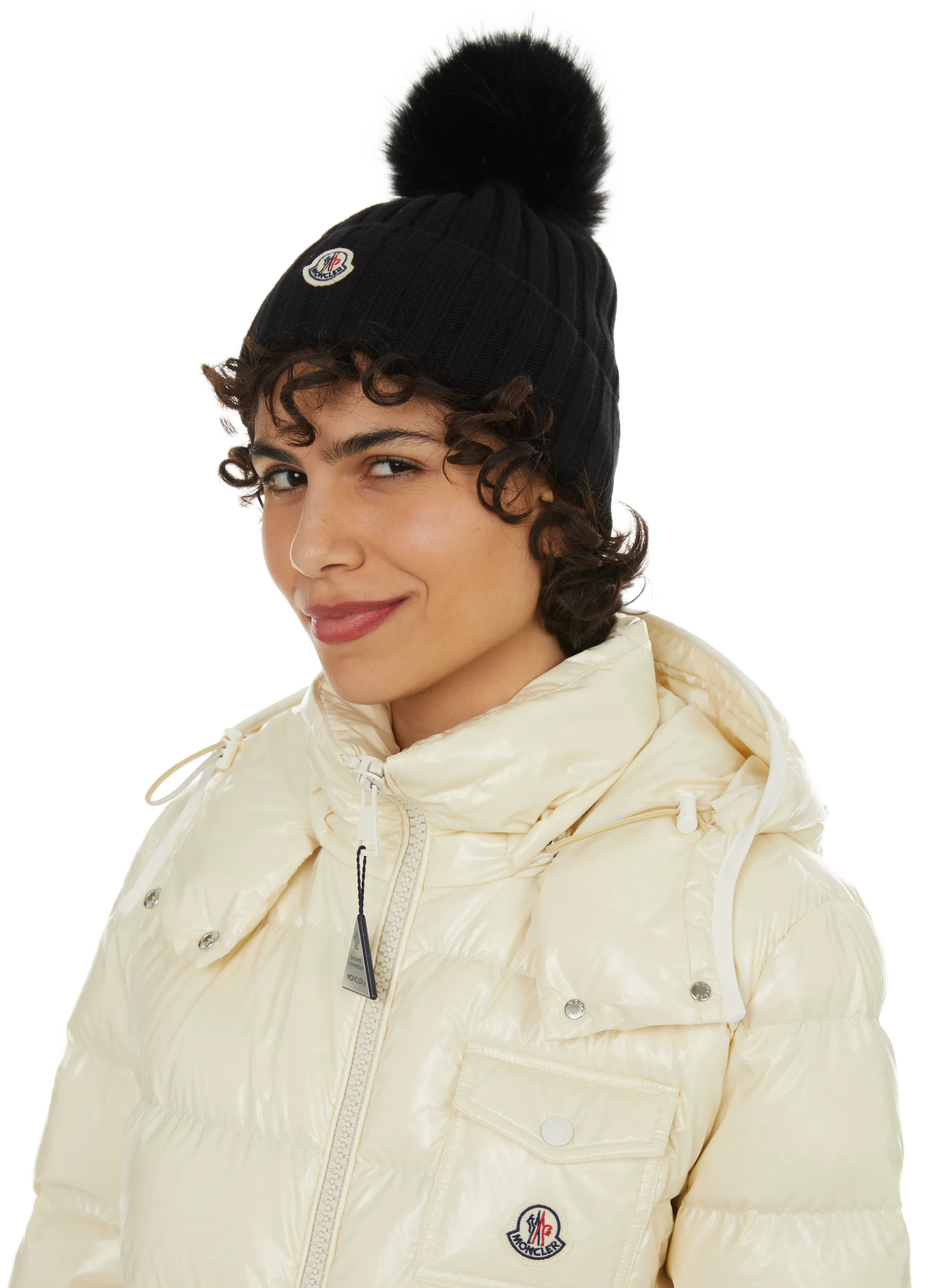 MONCLER  Down jacket with logo - Yellow