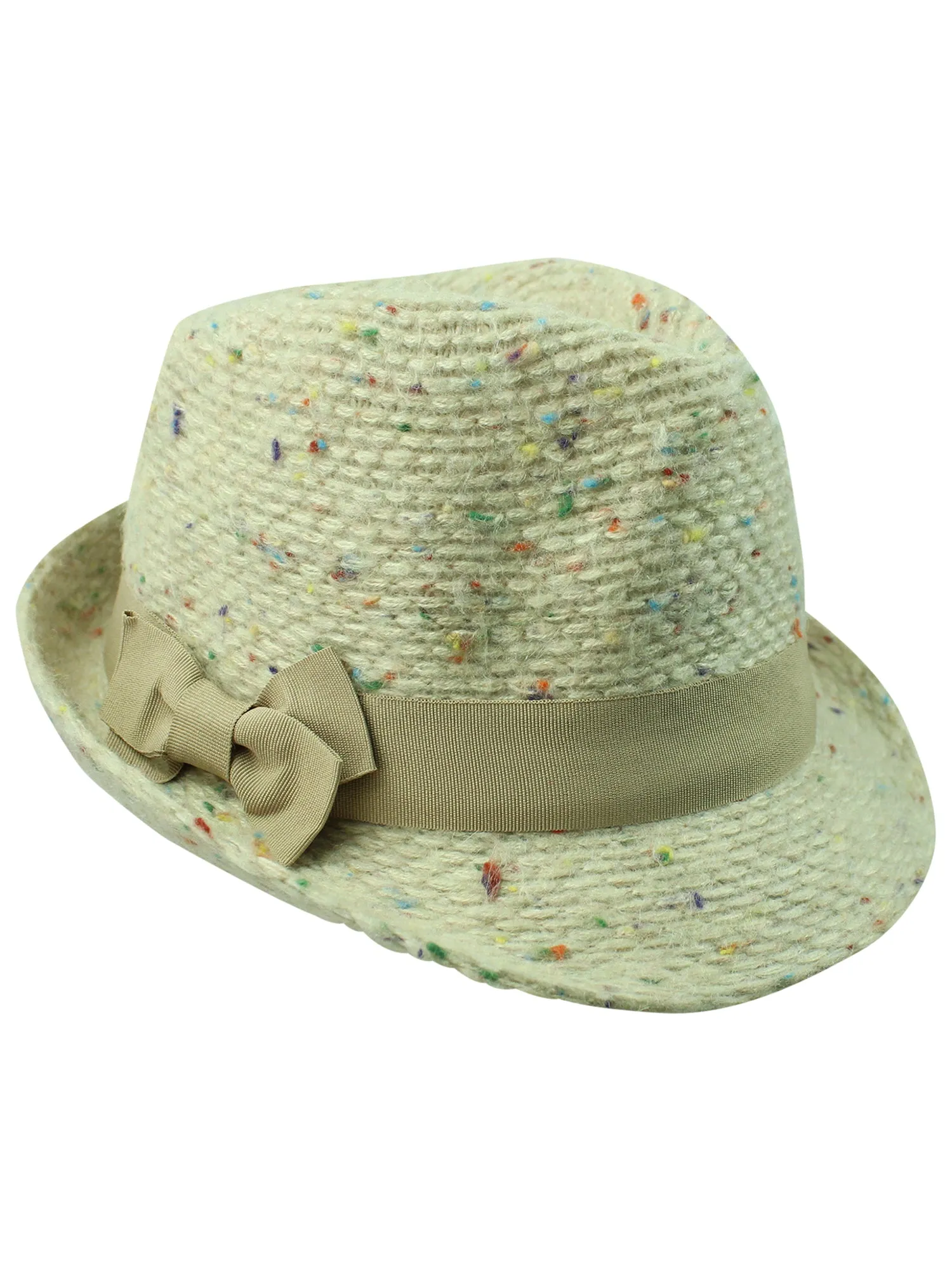 Multicolor Fleck Warm Knit Fedora Trilby Hat