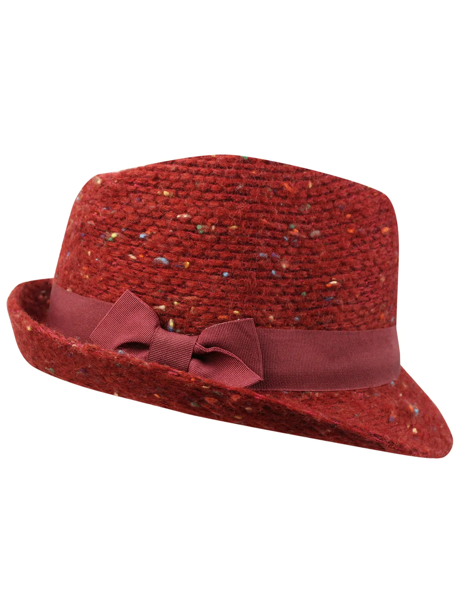 Multicolor Fleck Warm Knit Fedora Trilby Hat