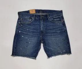 Nwt Polo Ralph Lauren DK Blue Jean Paint Rips Classic Fit Shorts