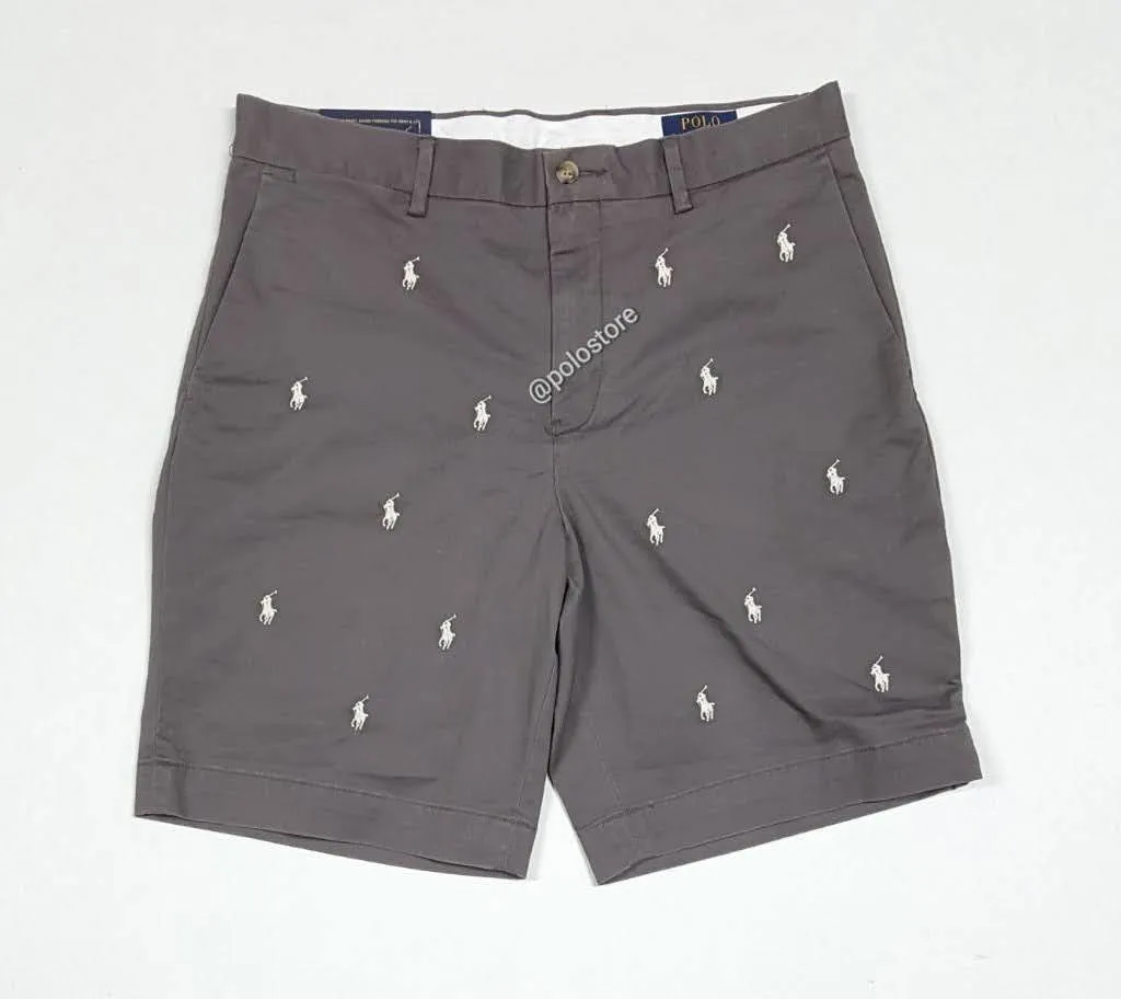 Nwt Polo Ralph Lauren Grey Allover Print Small Pony Stretch Classic Fit Shorts