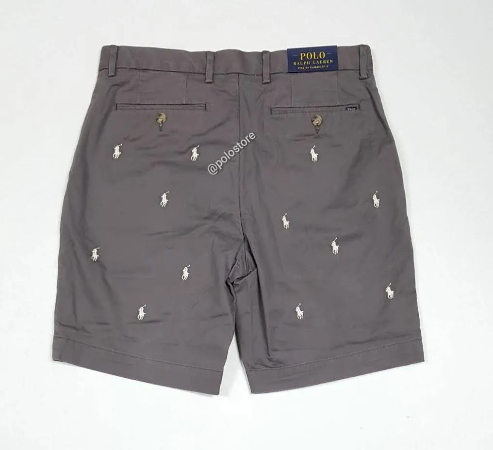 Nwt Polo Ralph Lauren Grey Allover Print Small Pony Stretch Classic Fit Shorts