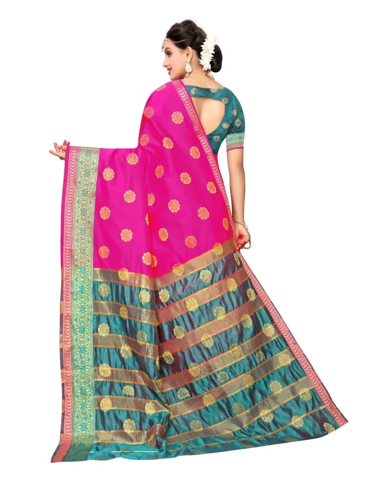 Pink Coloured Poly Silk Jacquard Partywear saree