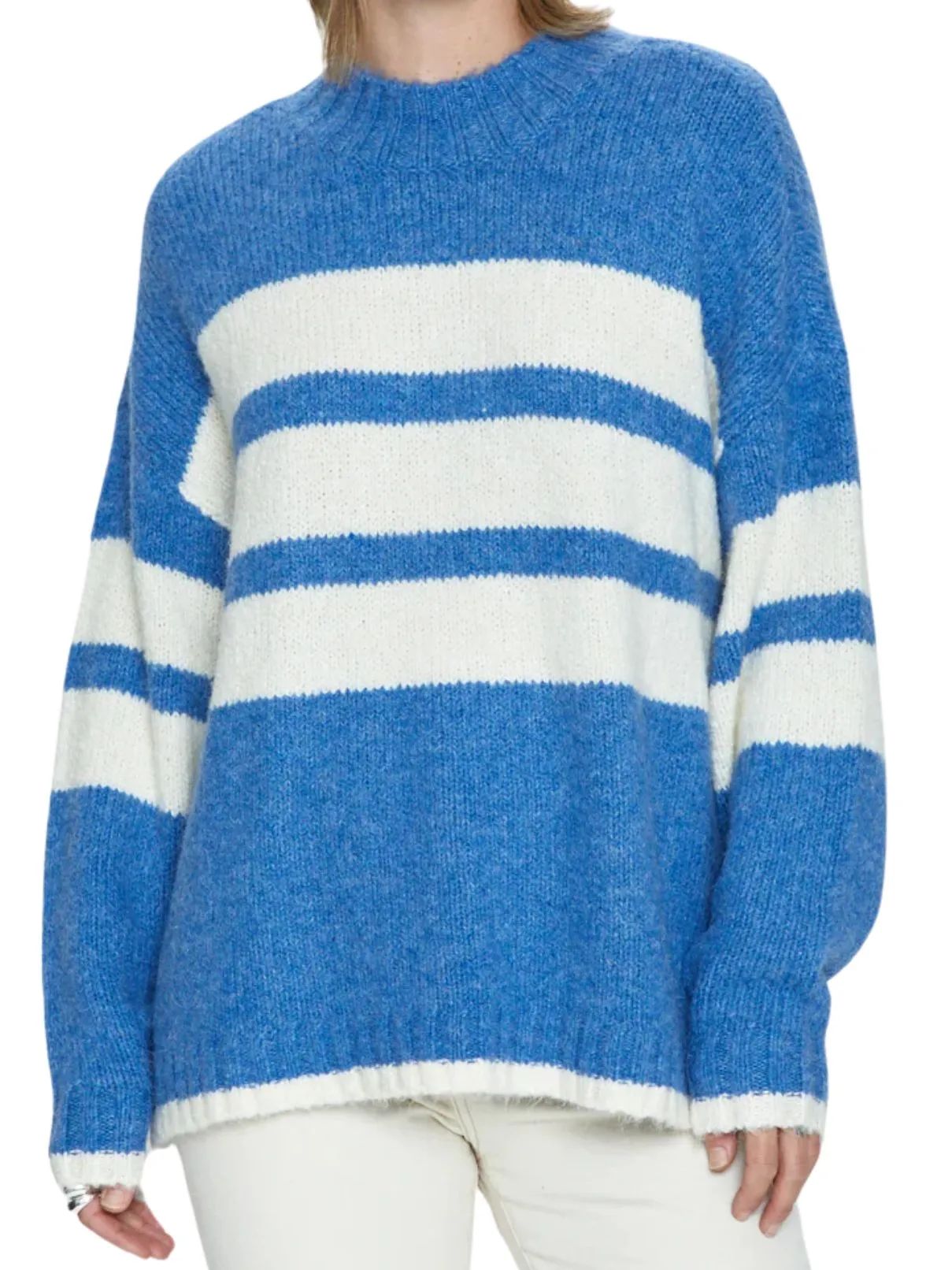 Pistola Carlen Mock Neck Stripe Campanula/White Stripe Sweater