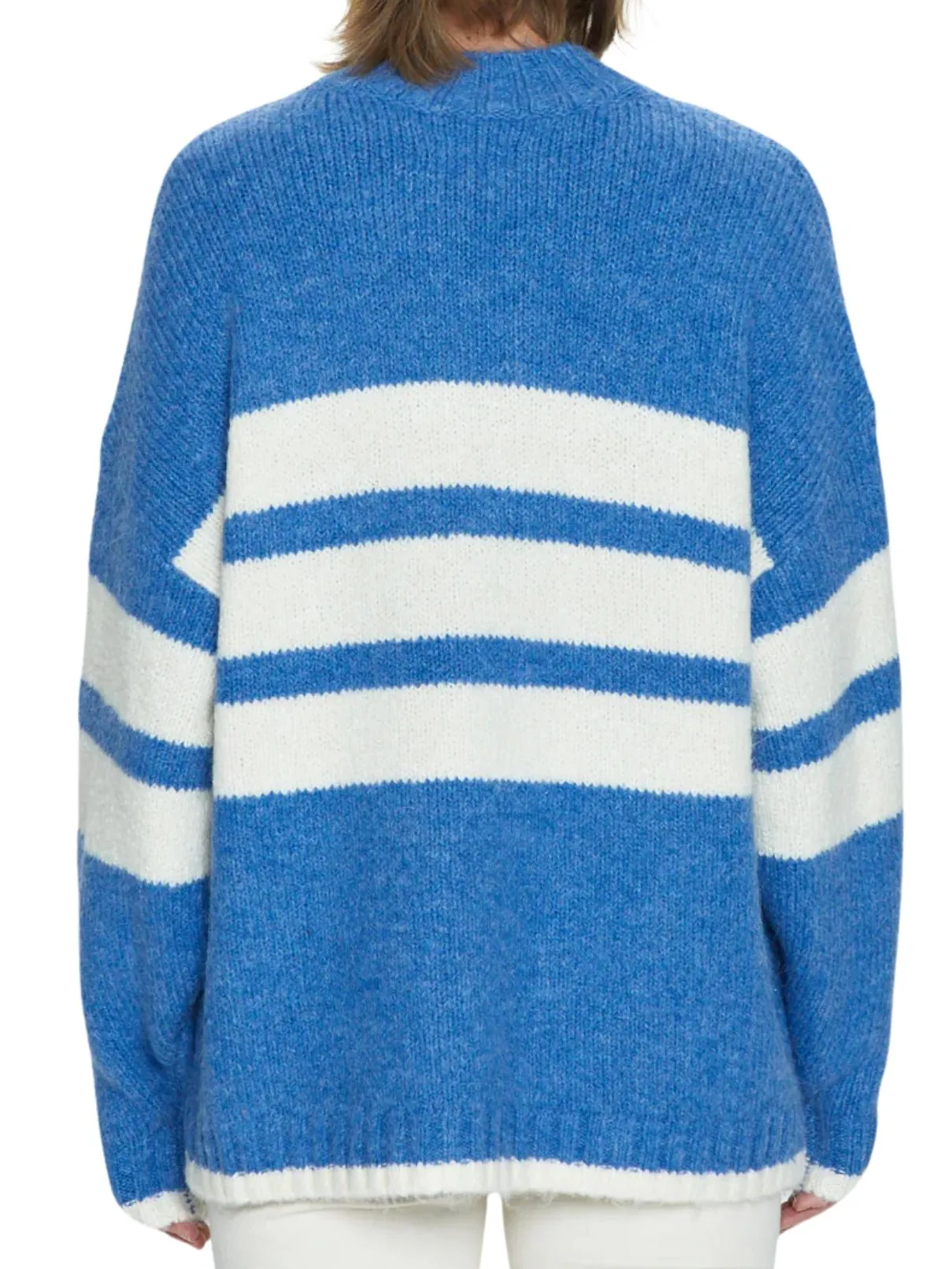 Pistola Carlen Mock Neck Stripe Campanula/White Stripe Sweater