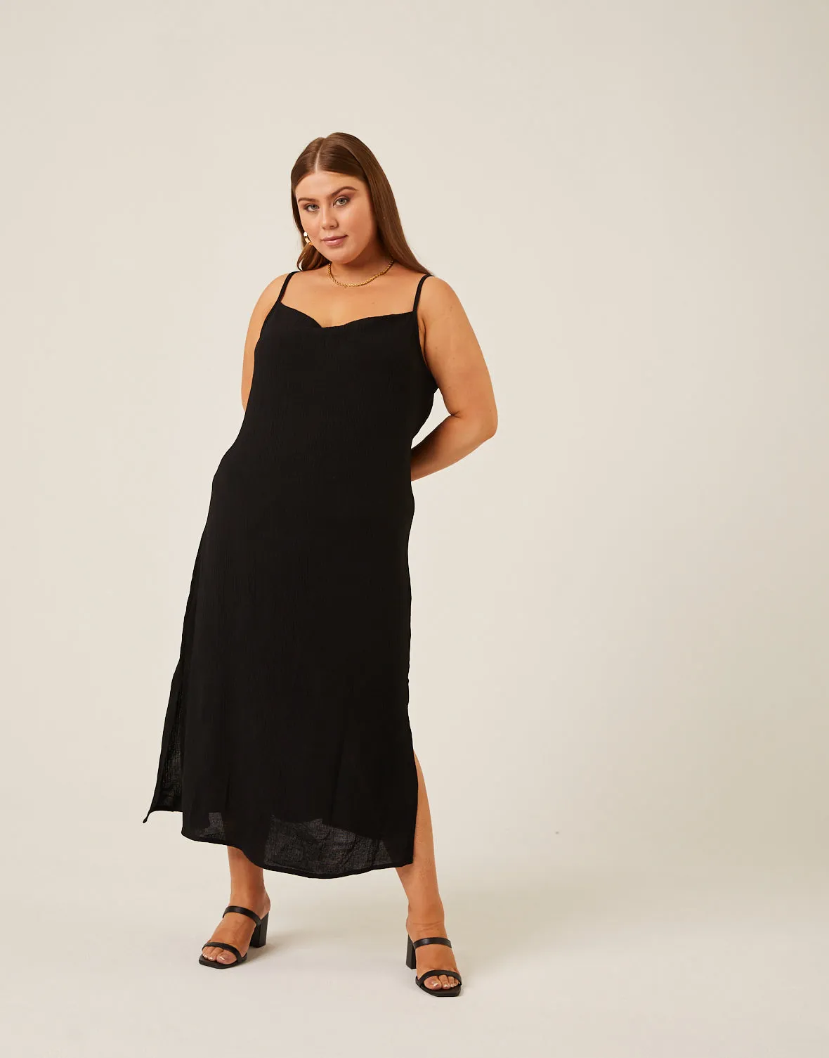 Plus Size Crinkle Woven Slip Dress