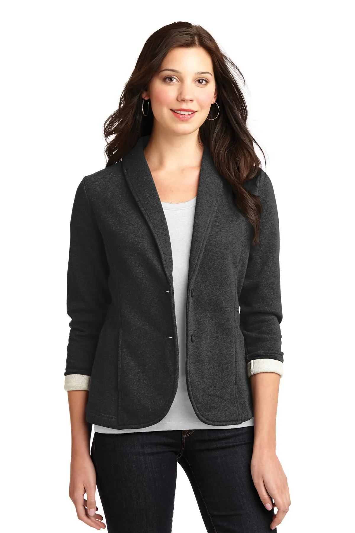 Port Authority Ladies Fleece Blazer L298 Dark Charcoal Heather