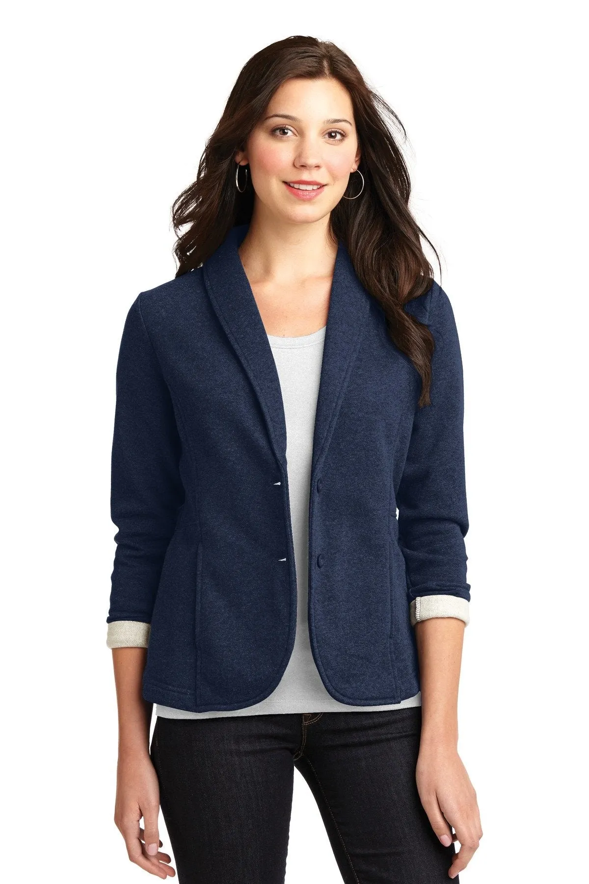 Port Authority Ladies Fleece Blazer L298 Dark Navy Heather