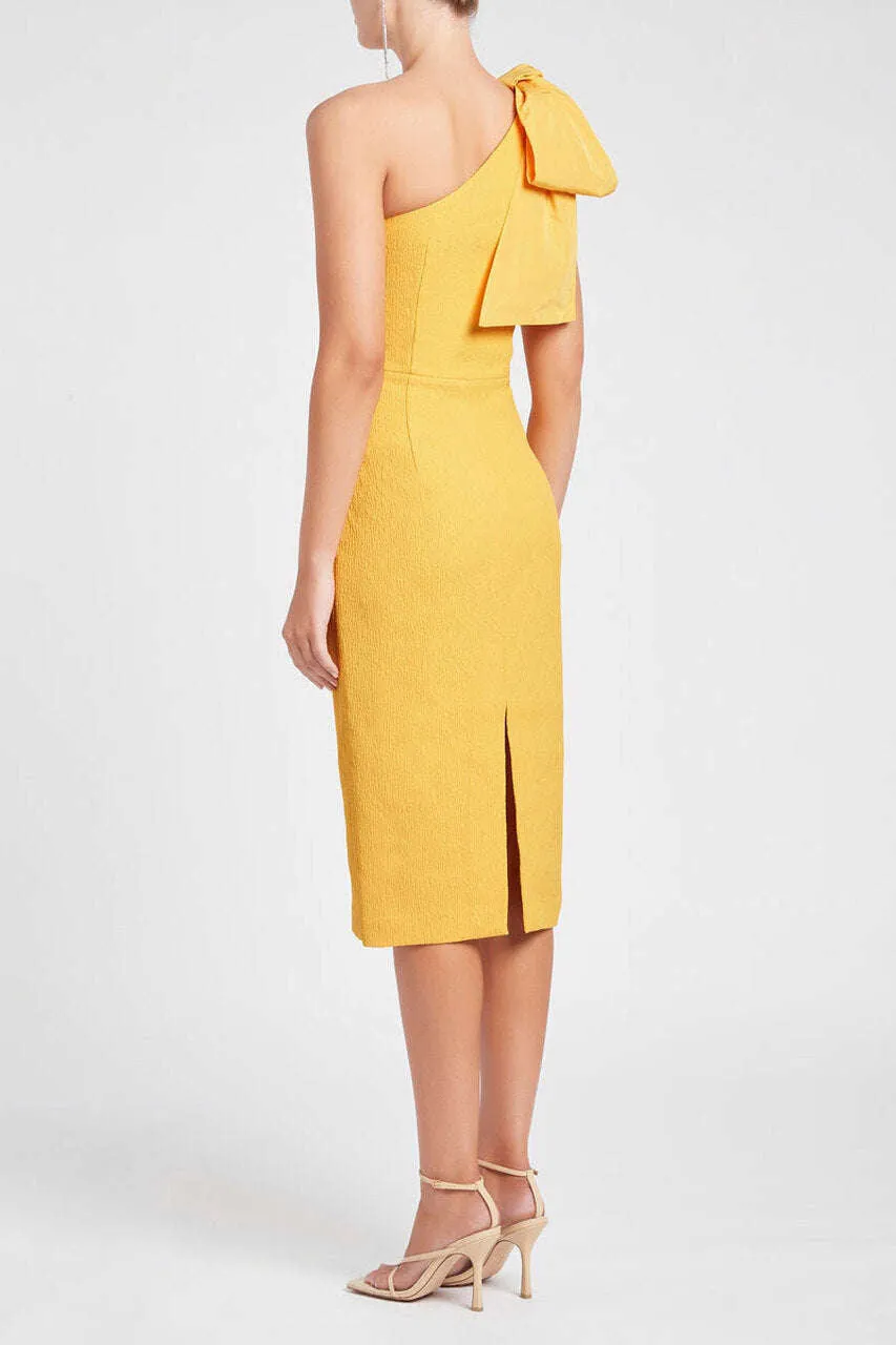 REBECCA VALLANCE Calla One Shoulder Dress Midi (Yellow) - $699