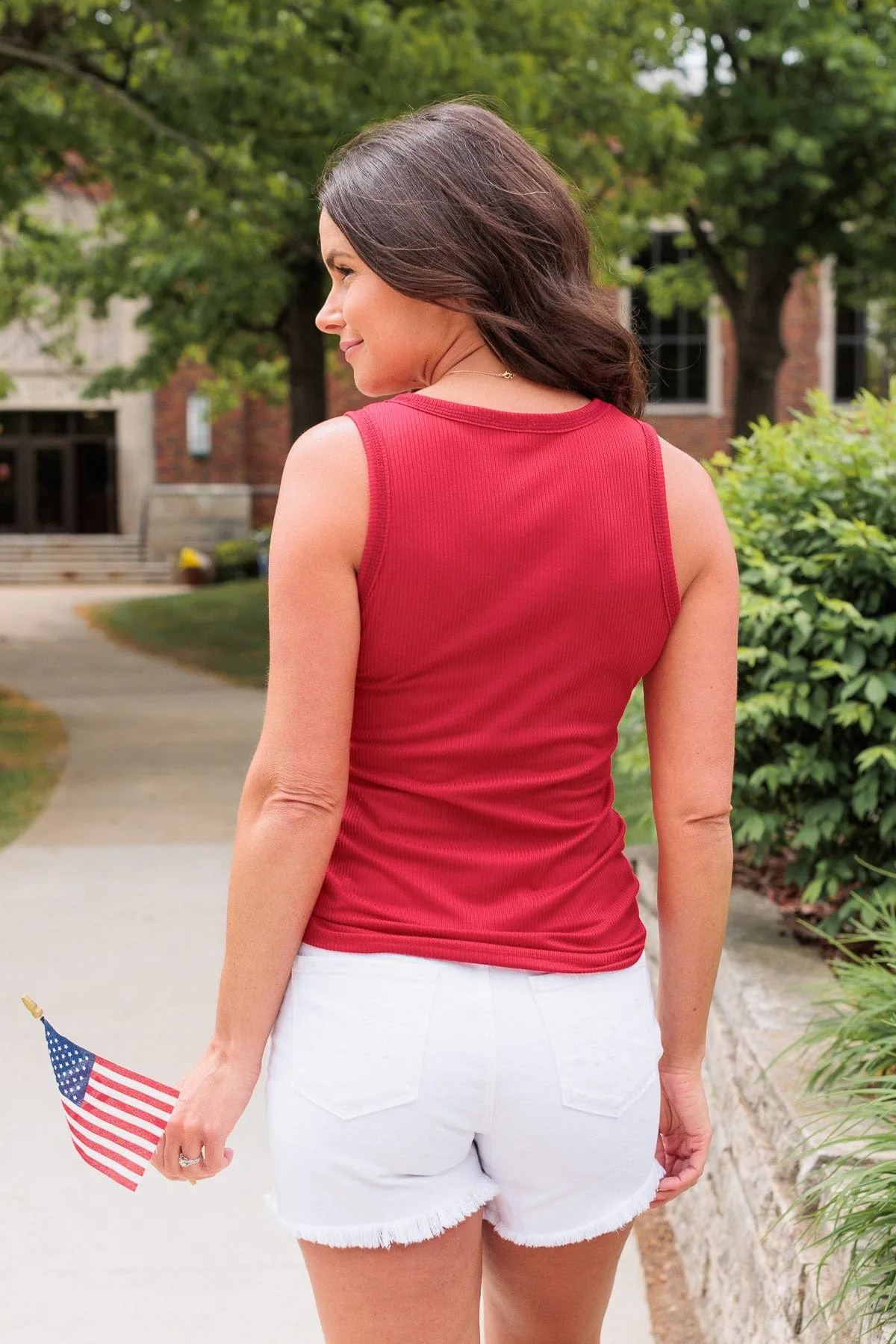 Shine On Me Fitted Tank- Red