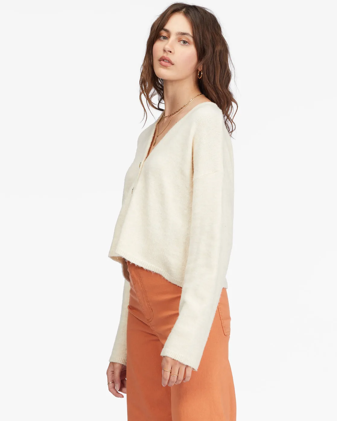 Short N Sweet Cropped Cardigan Sweater - White Cap