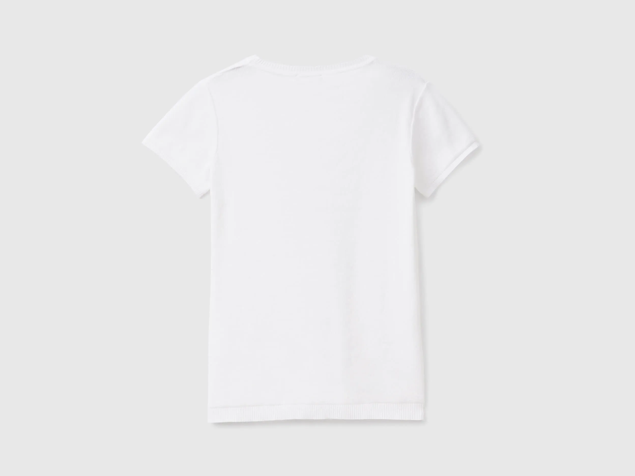 Short sleeve sweater in 100% cotton - White | Benetton