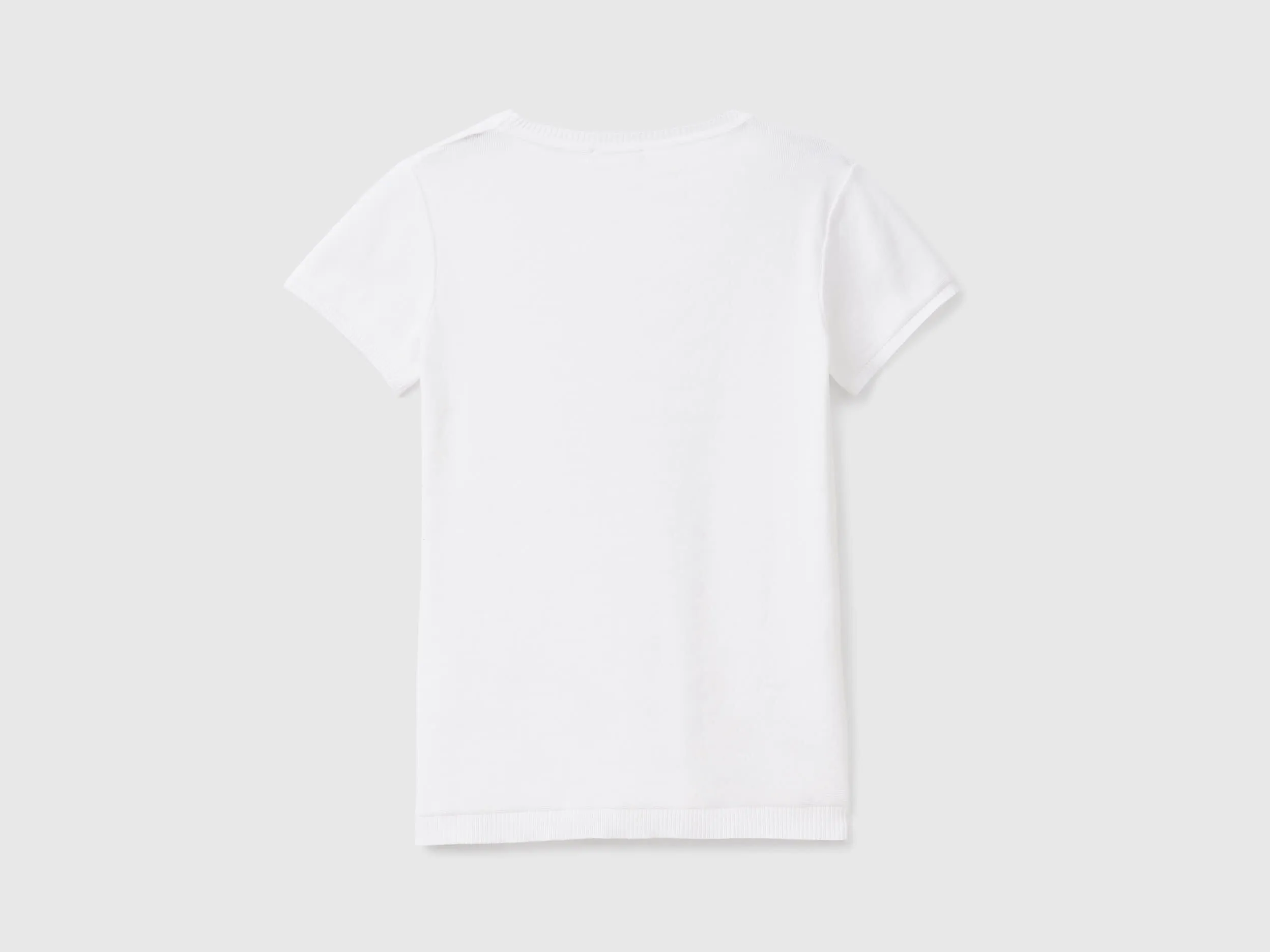 Short sleeve sweater in 100% cotton - White | Benetton