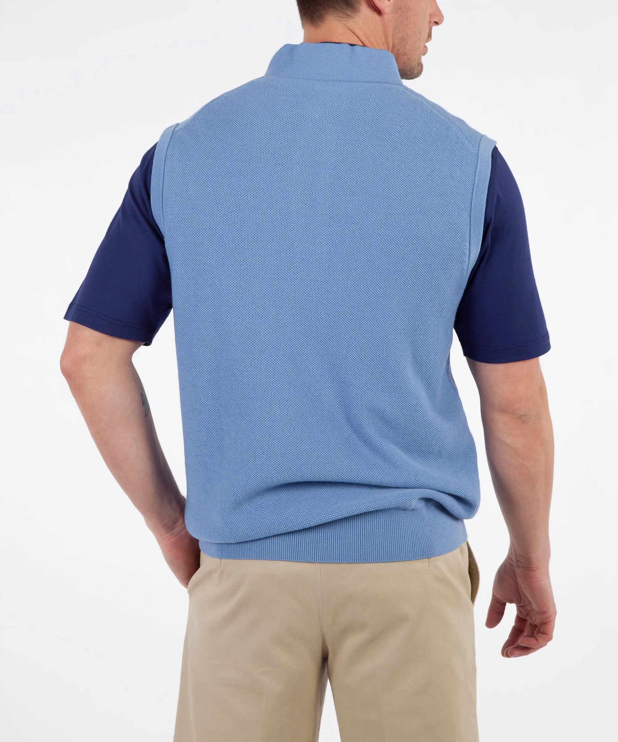 Signature Merino Tuck-Stitch Quarter-Zip Lined Wind Sweater Vest