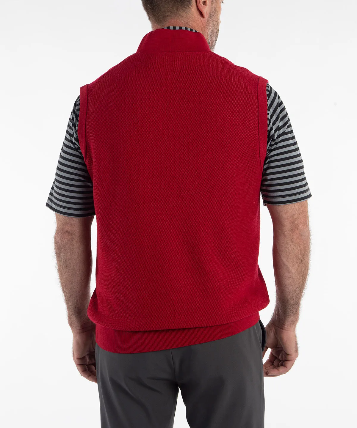 Signature Merino Tuck-Stitch Quarter-Zip Lined Wind Sweater Vest