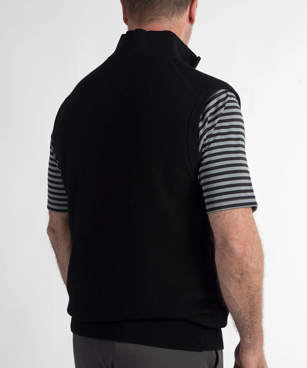 Signature Merino Tuck-Stitch Quarter-Zip Lined Wind Sweater Vest