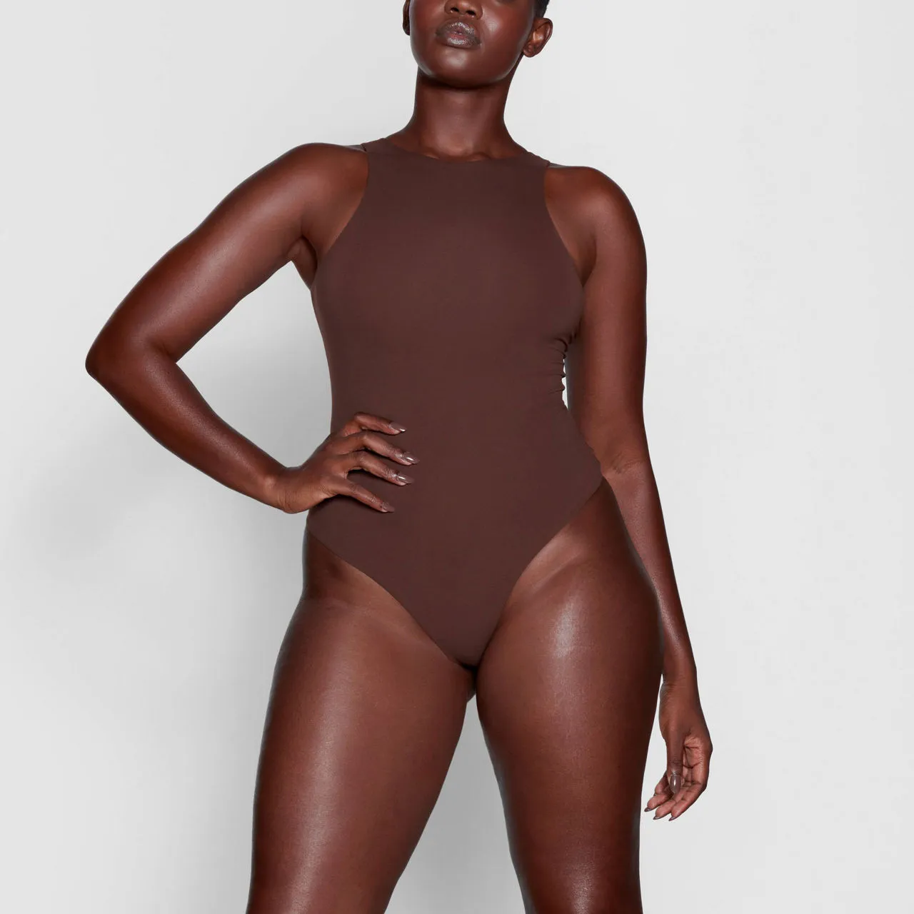 SKIMS FITS EVERYBODY High Neck Bodysuit Cocoa - Dark Brown