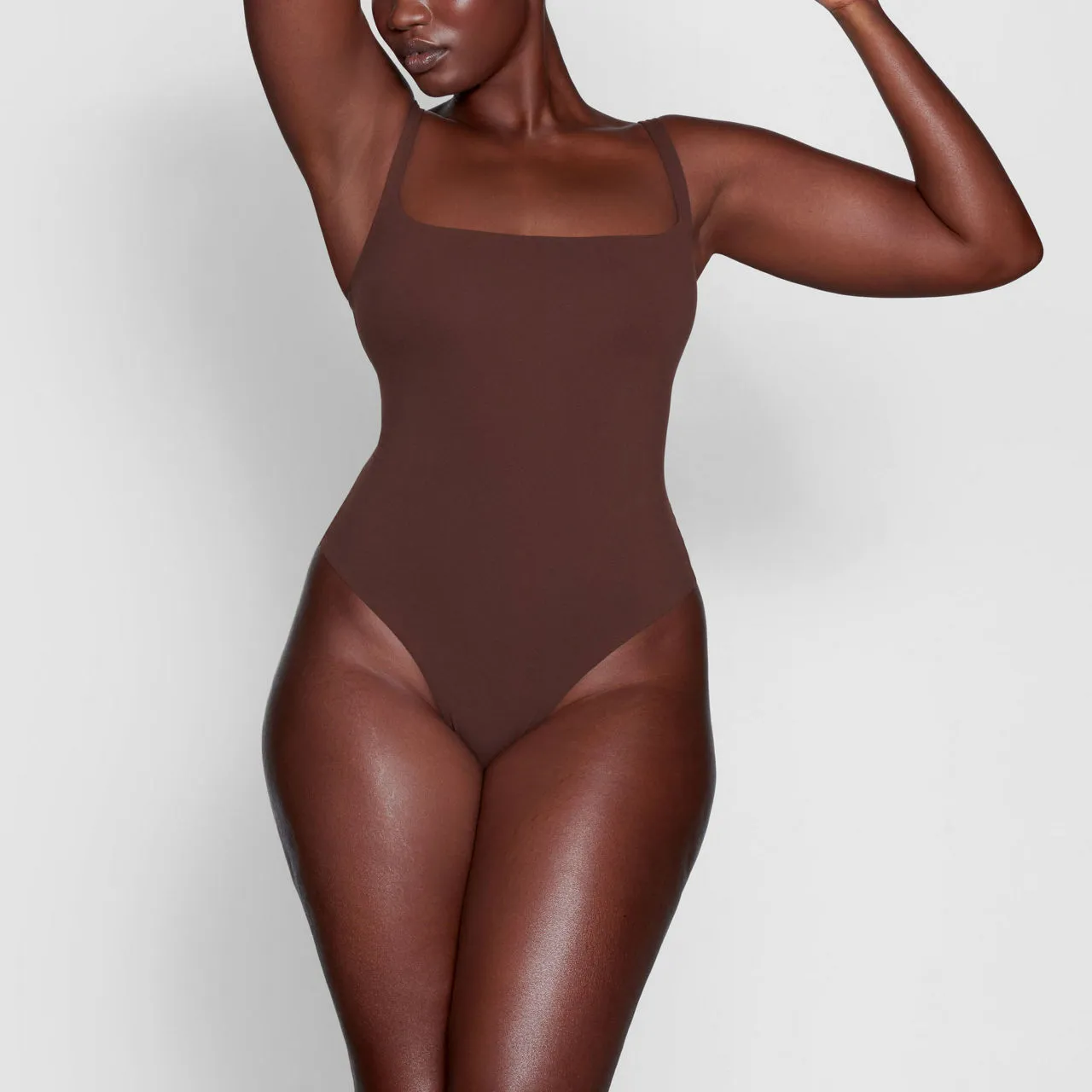 SKIMS FITS EVERYBODY Square Neck Bodysuit Cocoa - Dark Brown