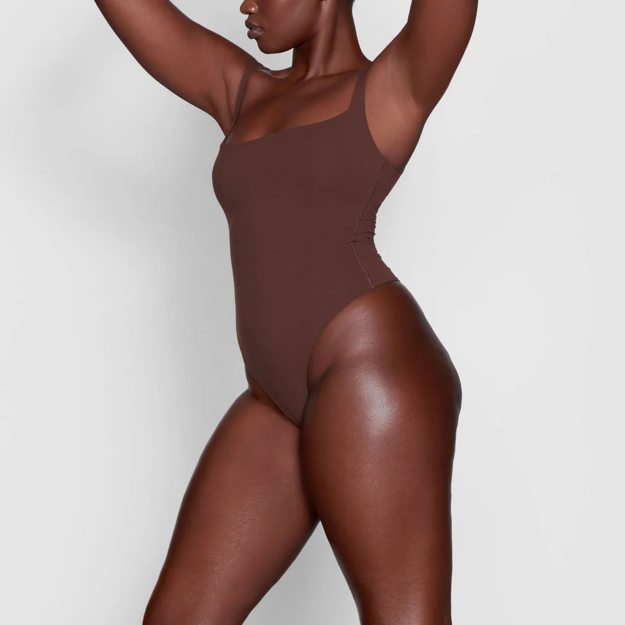 SKIMS FITS EVERYBODY Square Neck Bodysuit Cocoa - Dark Brown