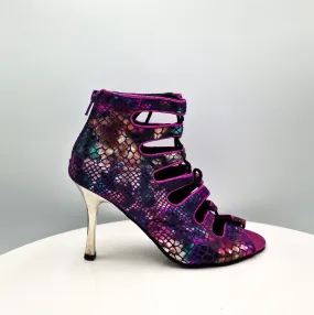 Spica Snake Violet Wide Heel 7.5cm