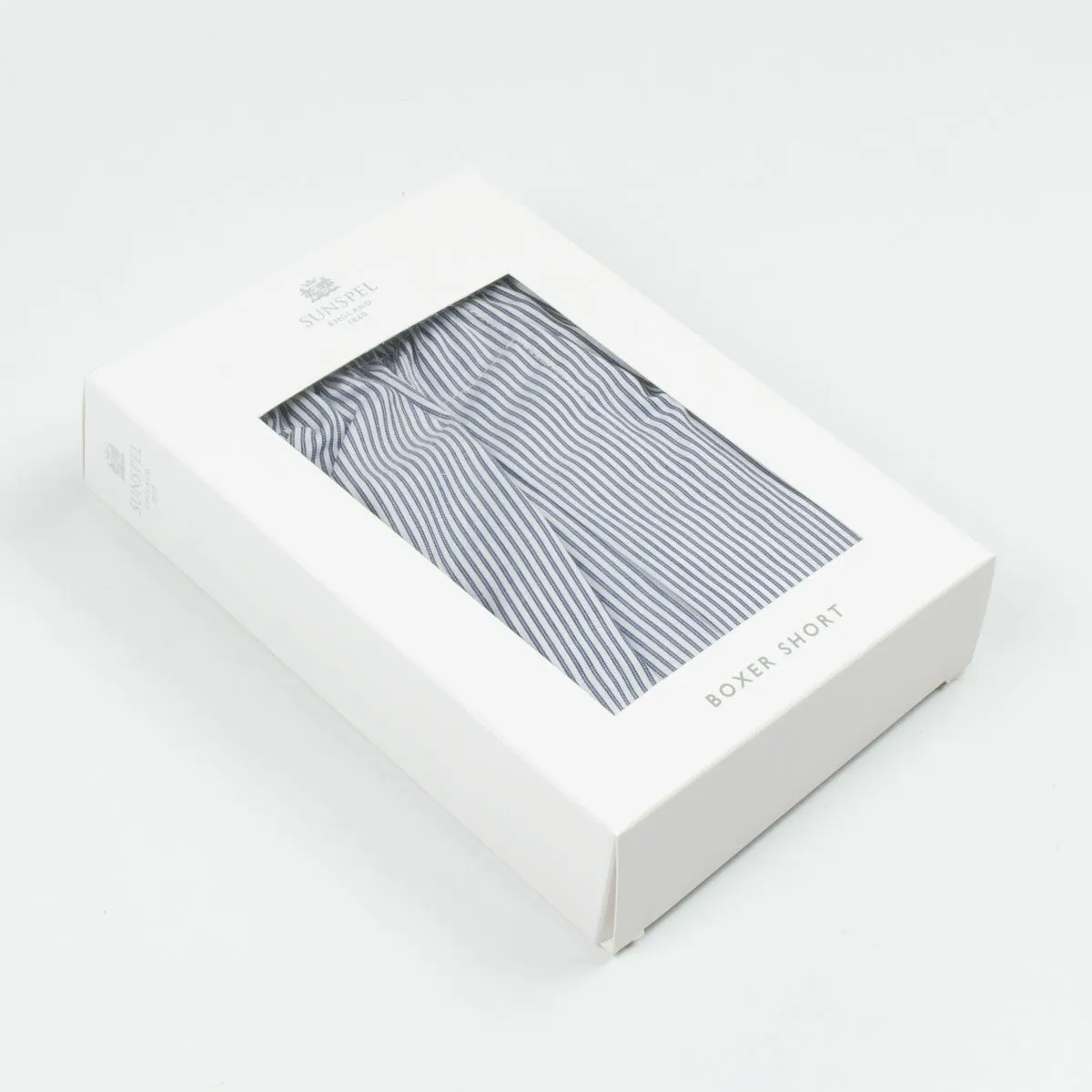 Sunspel - Classic Boxer Shorts - Navy / White Stripes