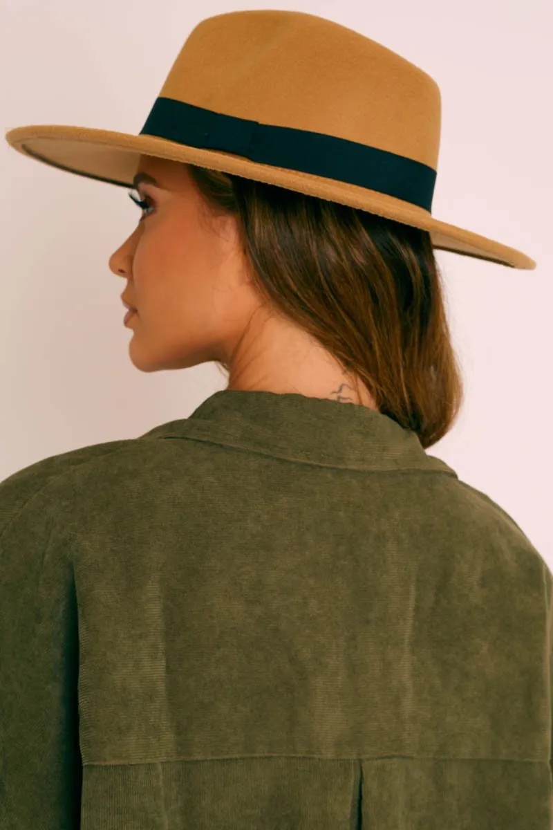 Tan Felt Ribbon Detail Fedora Hat - Jasper