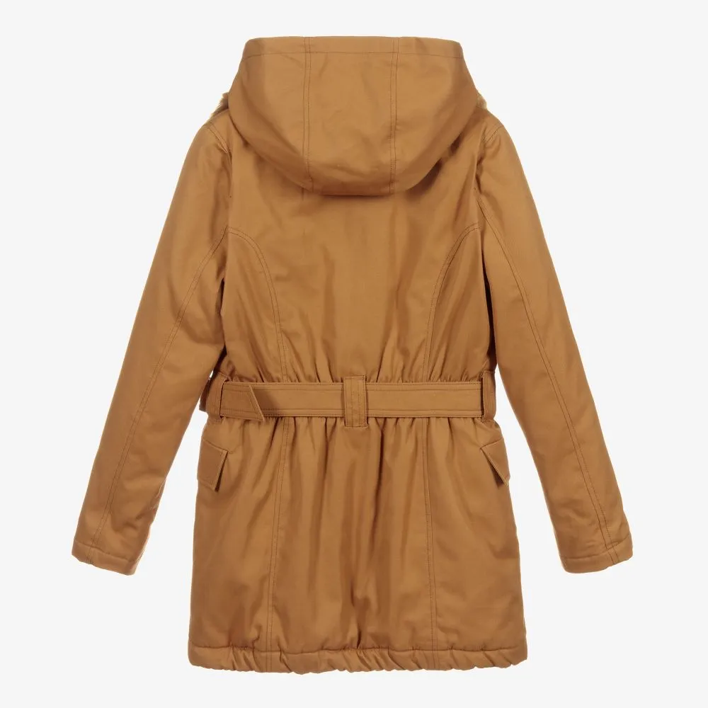 Teen Brown Cotton Belted Coat