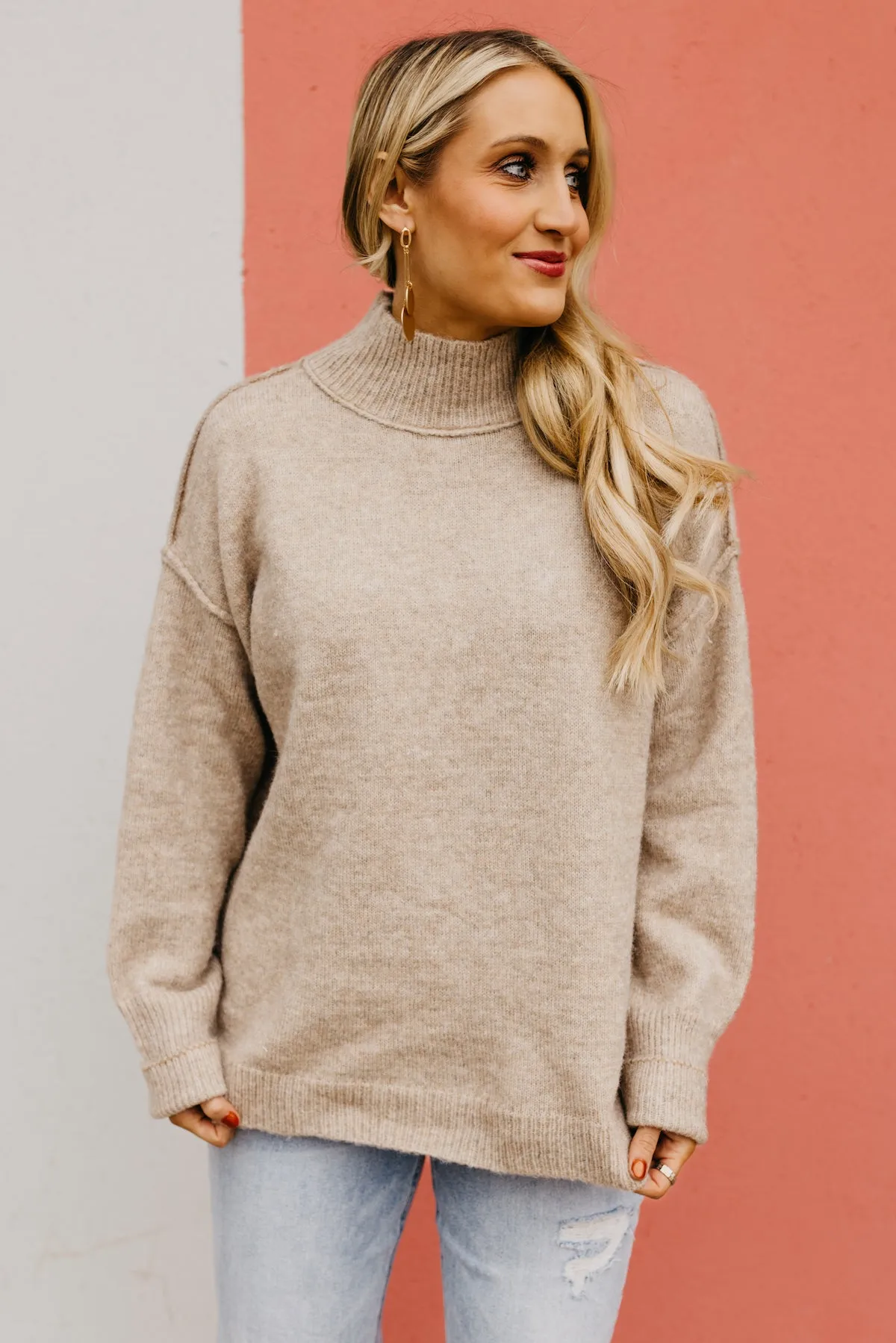 The Ayden Mock Neck Reverse Seam Sweater