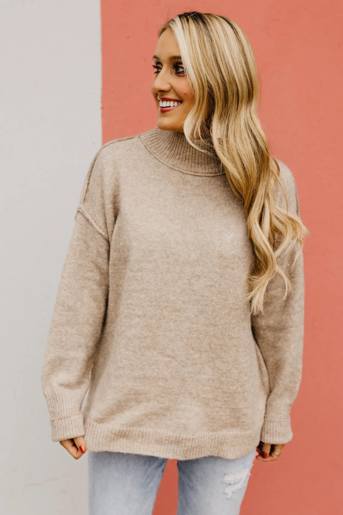 The Ayden Mock Neck Reverse Seam Sweater