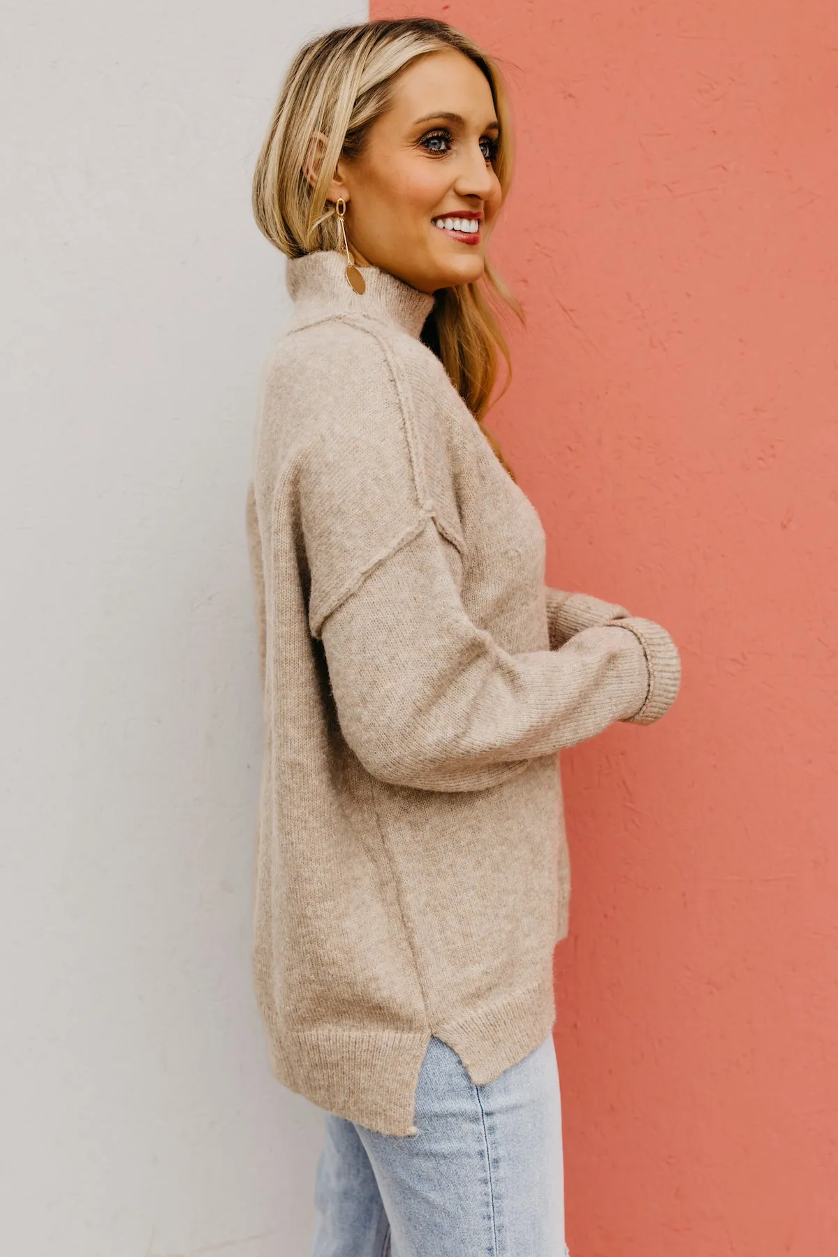 The Ayden Mock Neck Reverse Seam Sweater