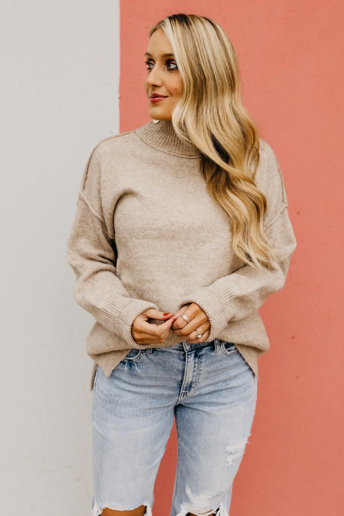 The Ayden Mock Neck Reverse Seam Sweater