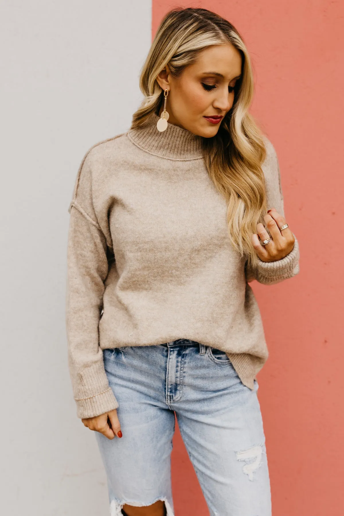 The Ayden Mock Neck Reverse Seam Sweater