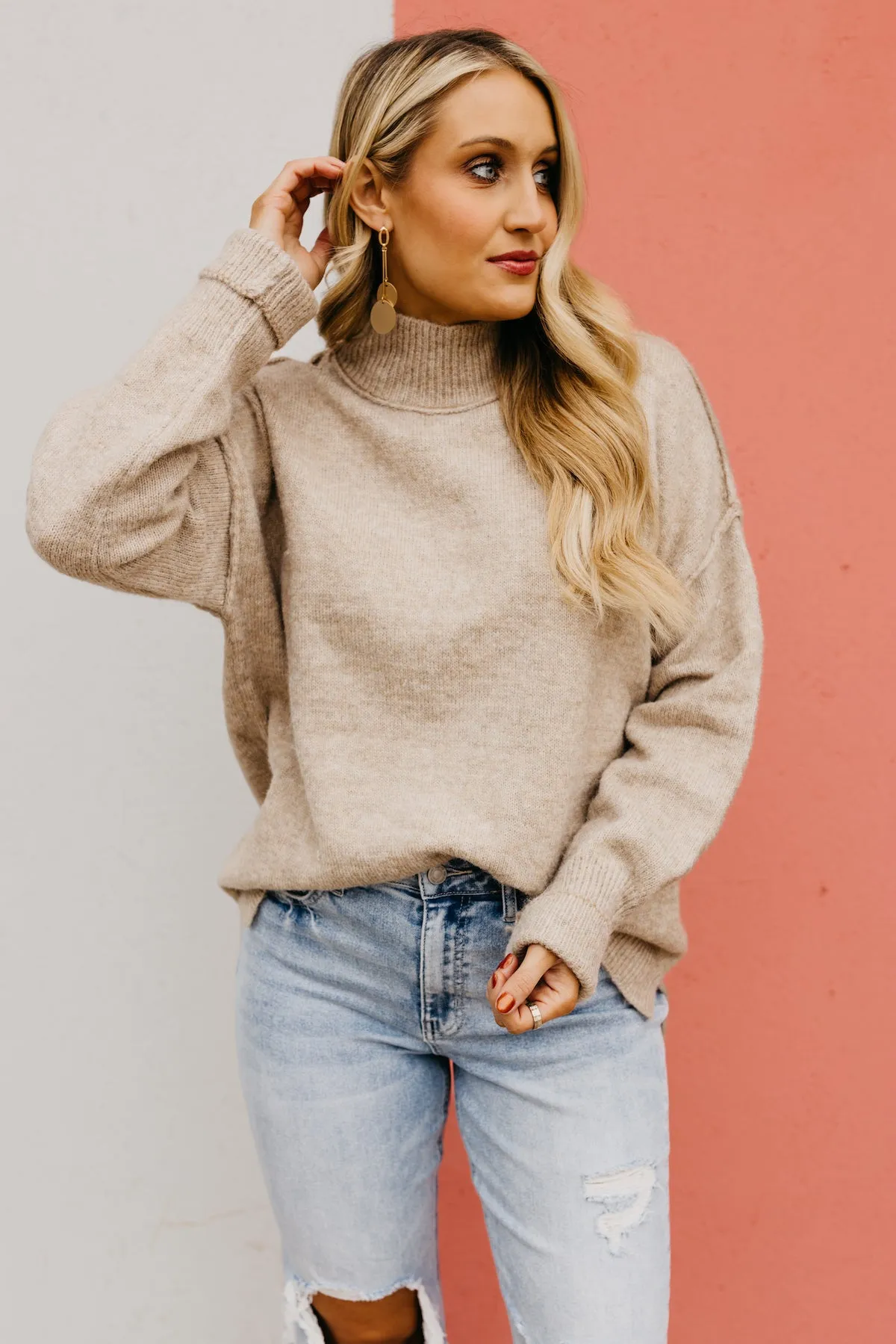 The Ayden Mock Neck Reverse Seam Sweater