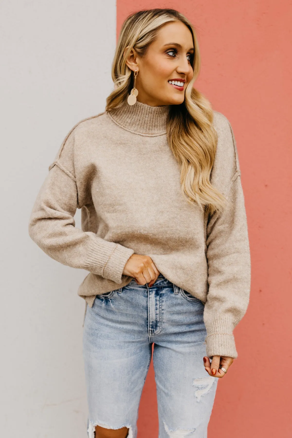 The Ayden Mock Neck Reverse Seam Sweater