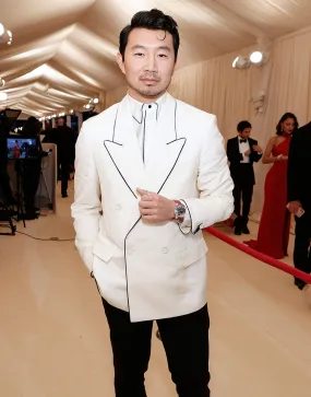 The Met Gala 2021 Simu Liu Coat | Simu Liu White Blazer Coat | Ujackets