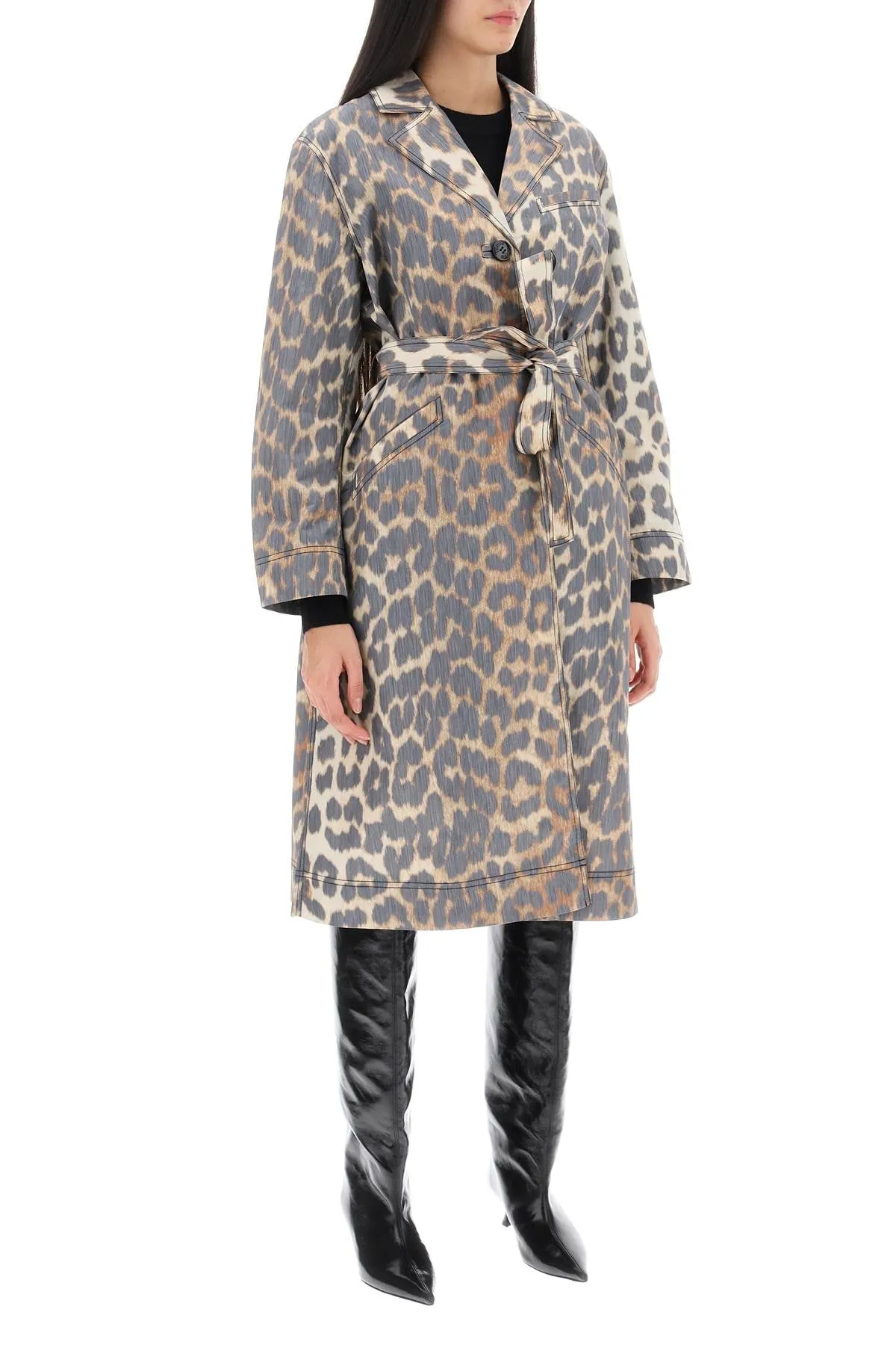 Trench Coat In Leopard Faille