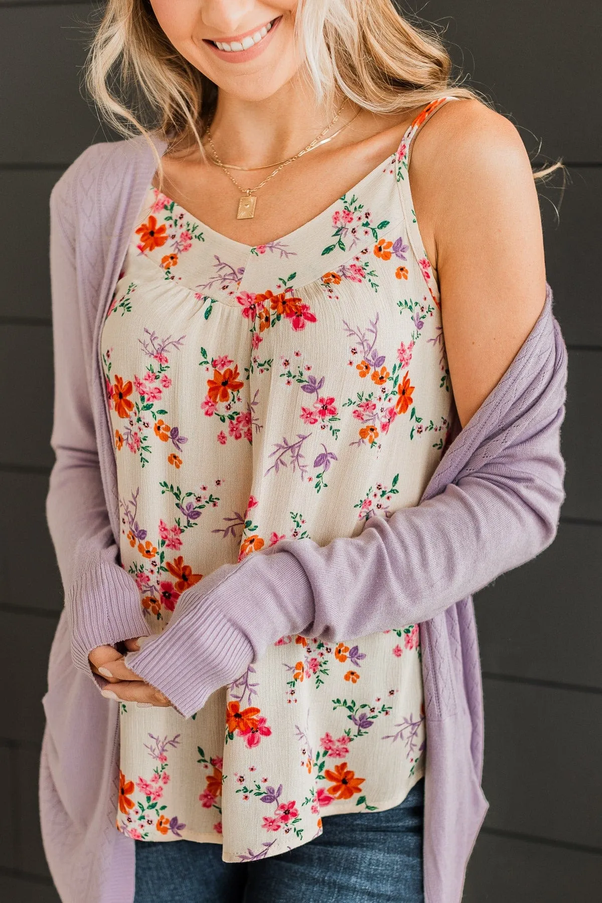 Up For Fun Floral Tank Top- Ivory