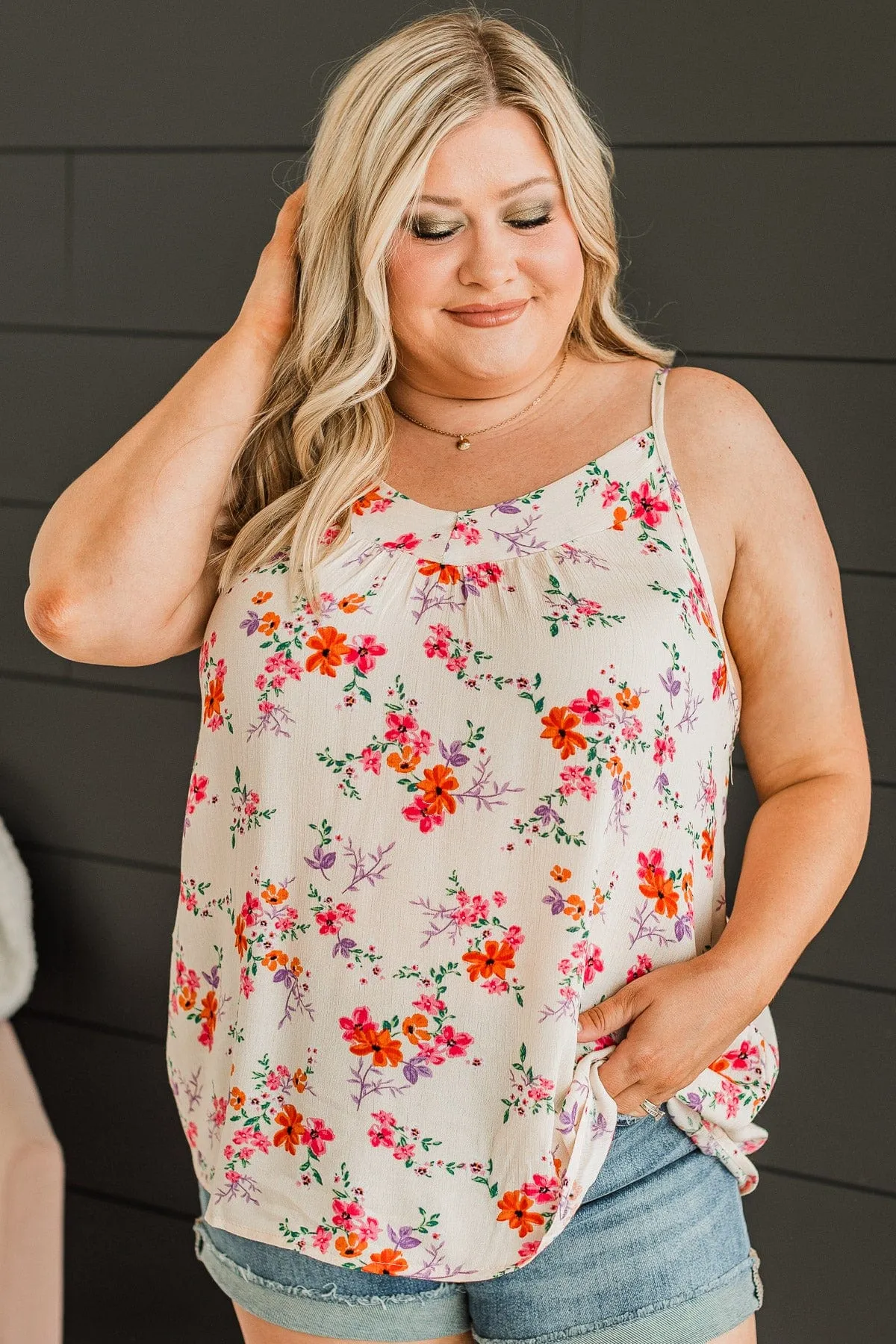 Up For Fun Floral Tank Top- Ivory