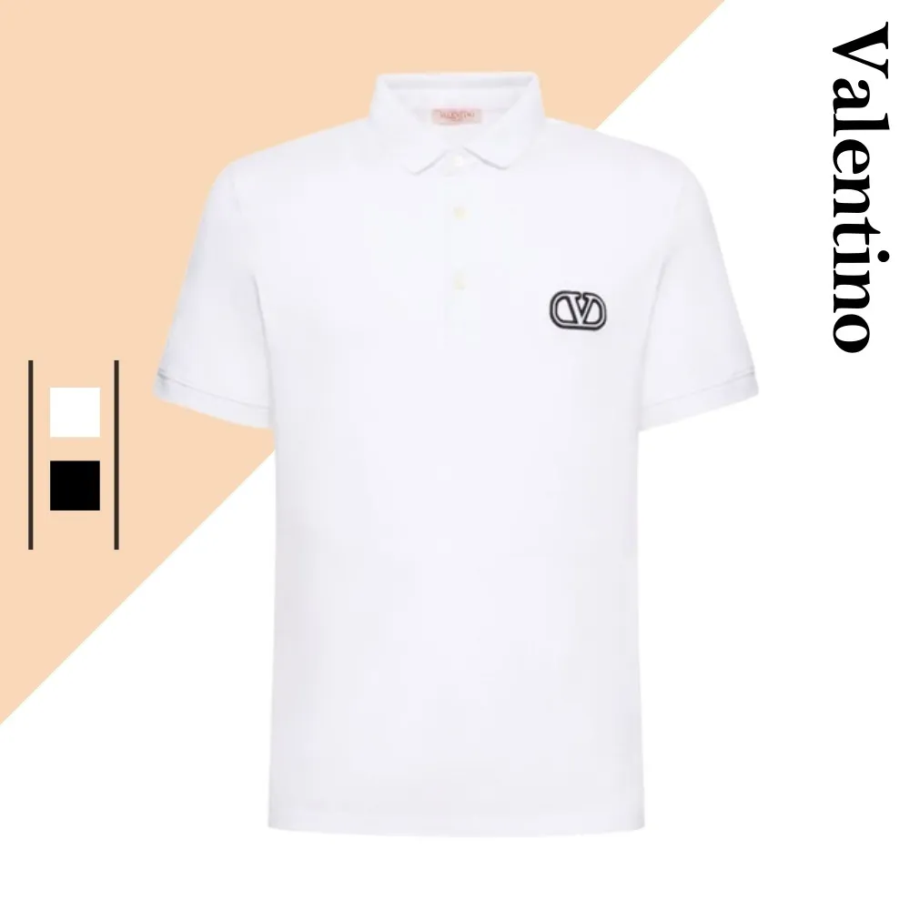 VALENTINO  |Plain Cotton Short Sleeves Bridal Logo Luxury Outlet