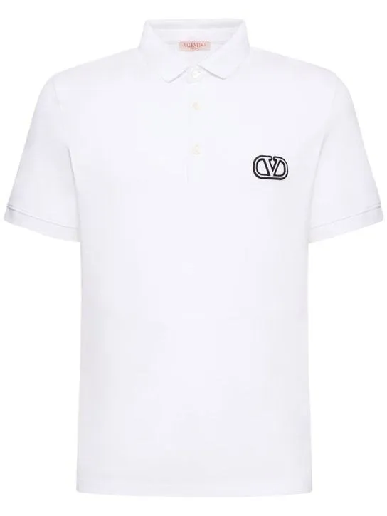 VALENTINO  |Plain Cotton Short Sleeves Bridal Logo Luxury Outlet