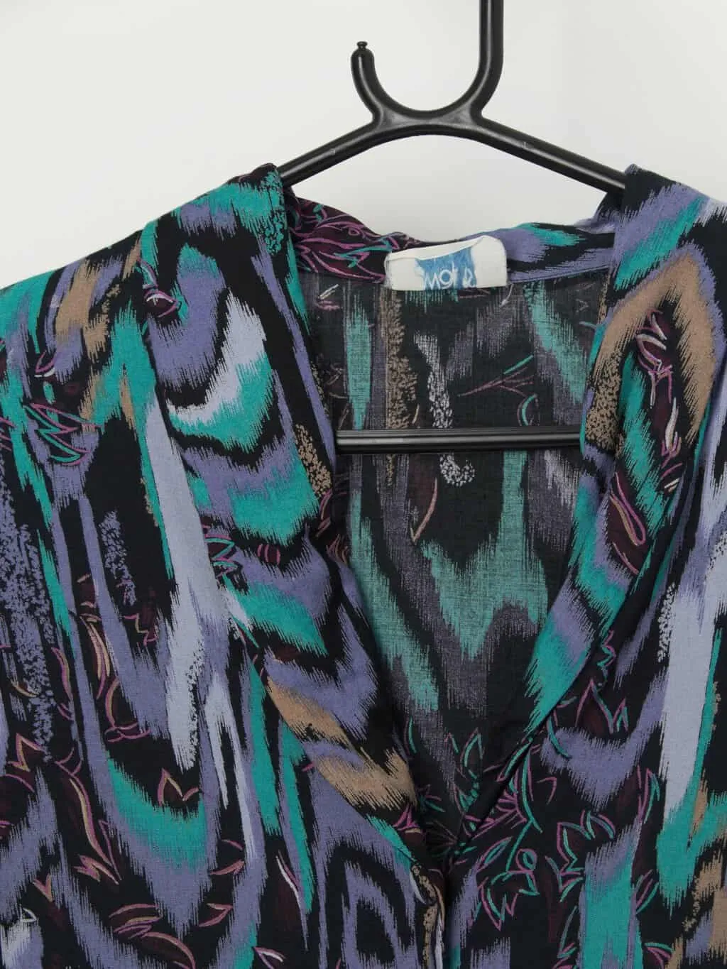 Vintage 80s blouse in dark purple tones, made in UK – Medium