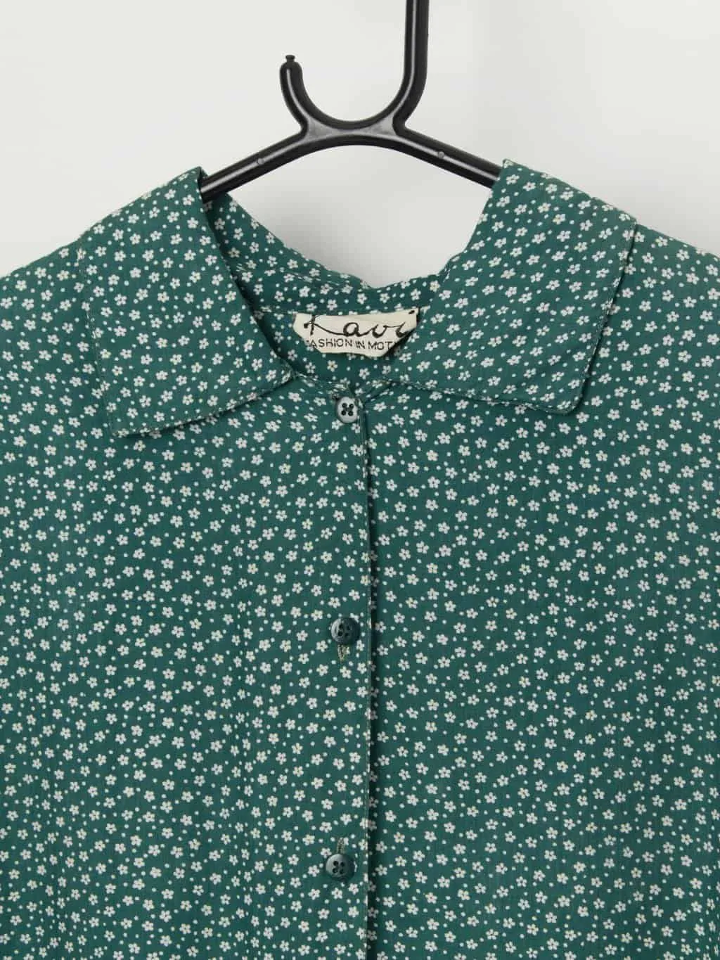 Vintage forest green floral blouse – Large