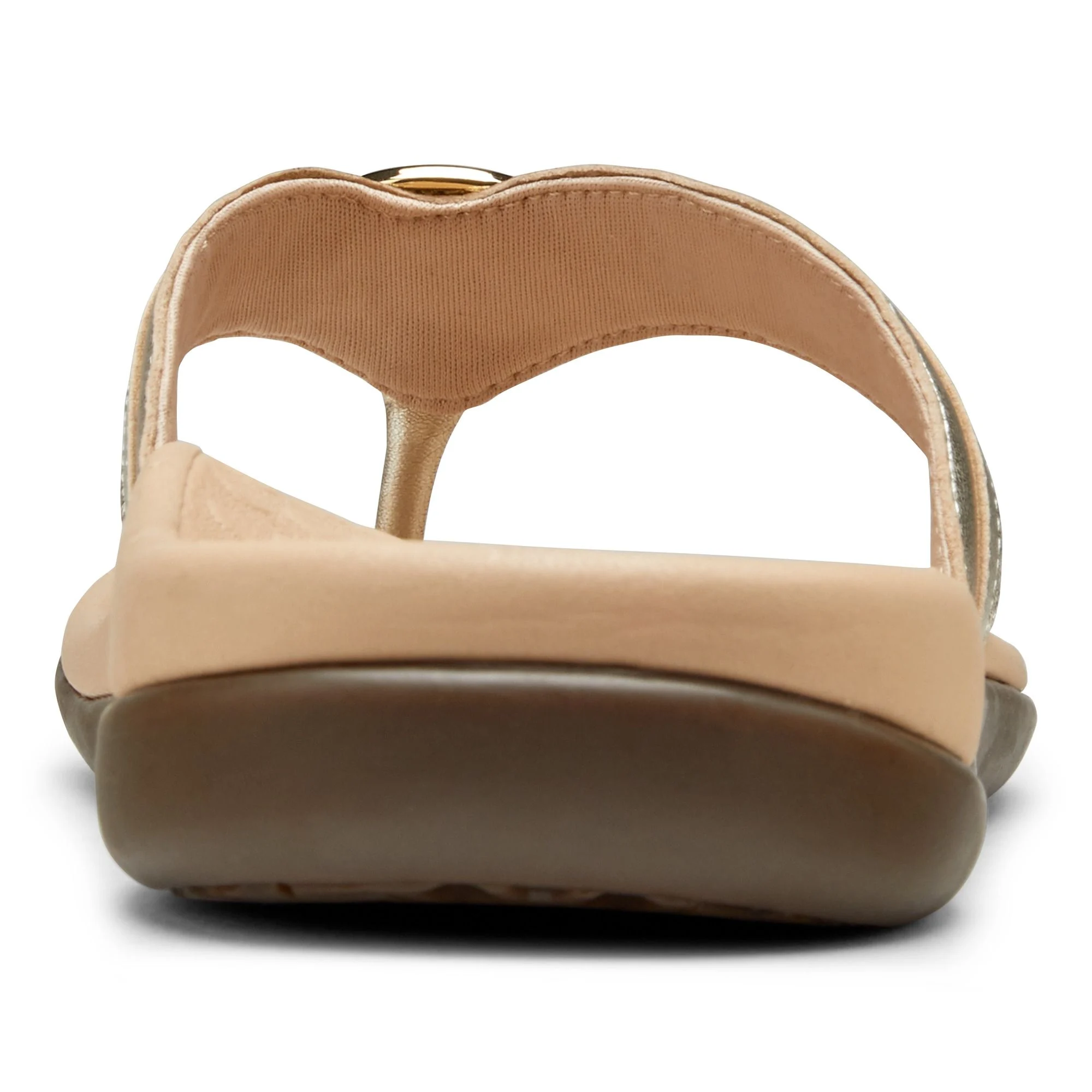 Vionic Womens Tide Aloe Flip Flop Sandal- Champagne Leather