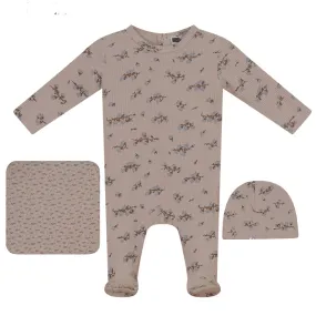 Whipped Cocoa Dark Almond Waffle Printed Boy Layette Set