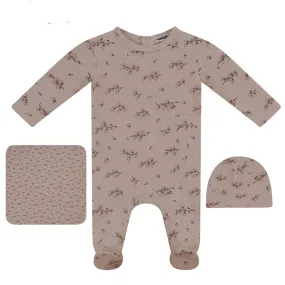 Whipped Cocoa Dark Almond Waffle Printed Girl Layette Set