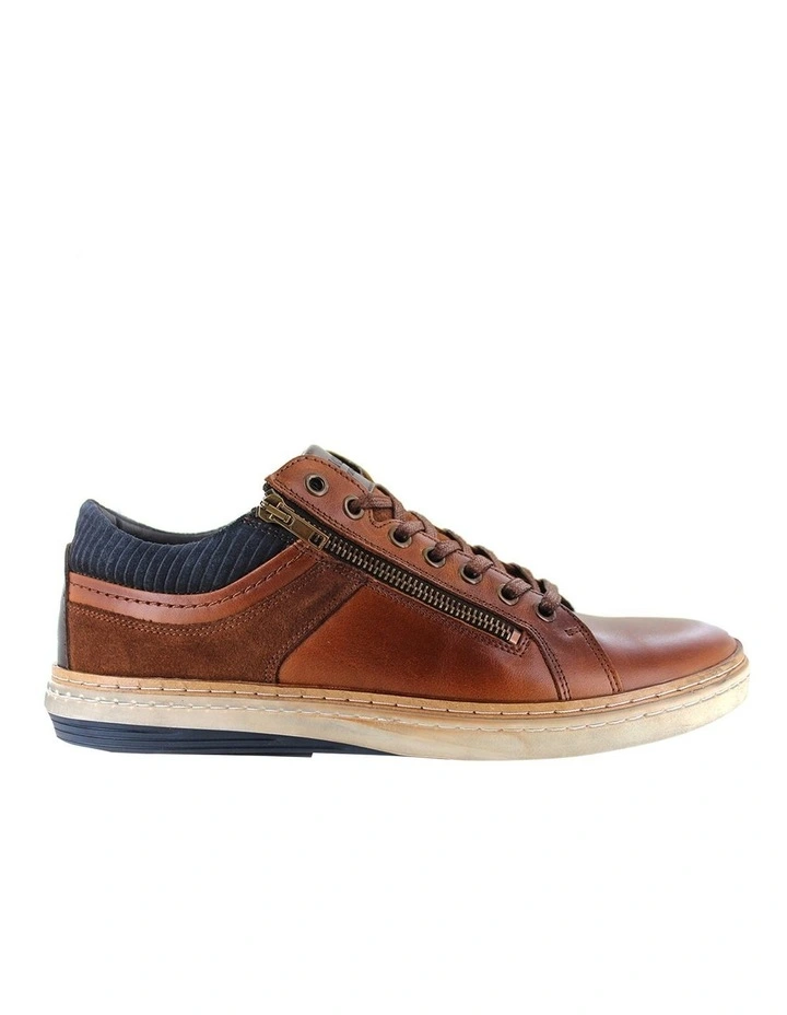 Whistle Leather Tan Lace-Up Casual Sneaker