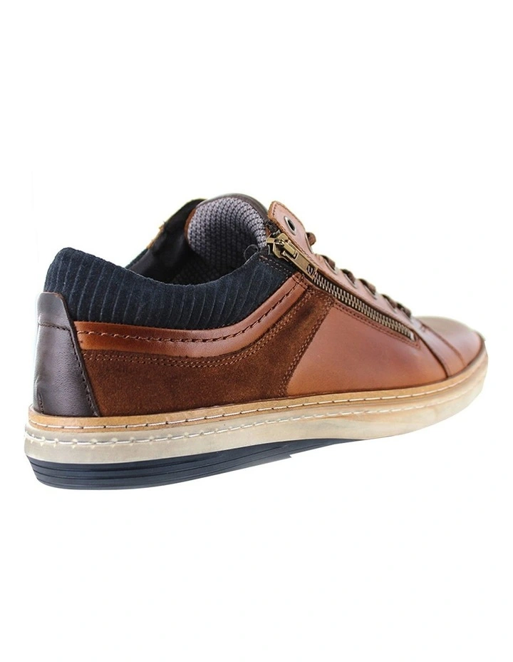 Whistle Leather Tan Lace-Up Casual Sneaker