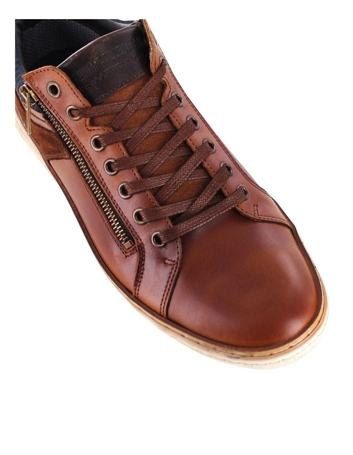 Whistle Leather Tan Lace-Up Casual Sneaker