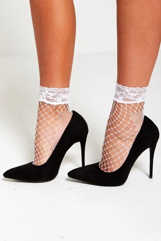 White Lace Fishnet Tights