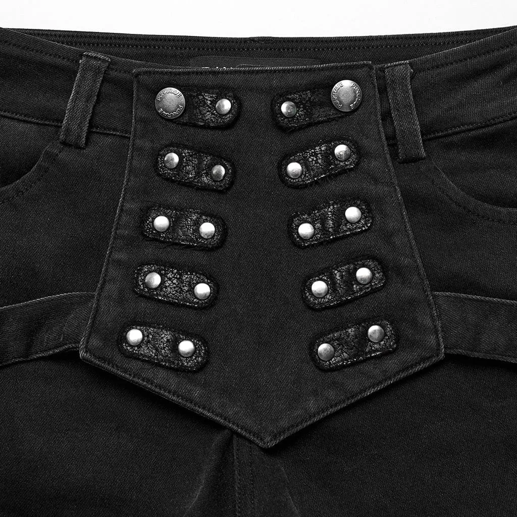 Women's Punk Buckle Slim Fitted Symmetrical Shorts